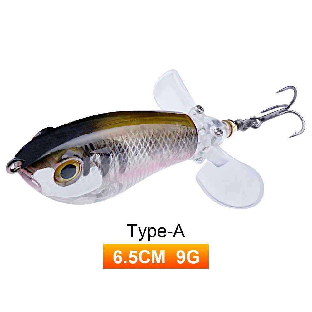 TREHOOK 9g/8g/14g/17g/24g Topwater Whopper Popper Fishing Lures Rotating Double Propeller Tail Artificial Bait Floating Wobblers