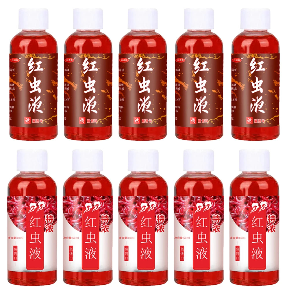 60ML Liquid Blood Worm Scent Fish Attractant Concentrated Red Worm Liquid Fish Bait Additive Perch Catfish Fishing Accessories