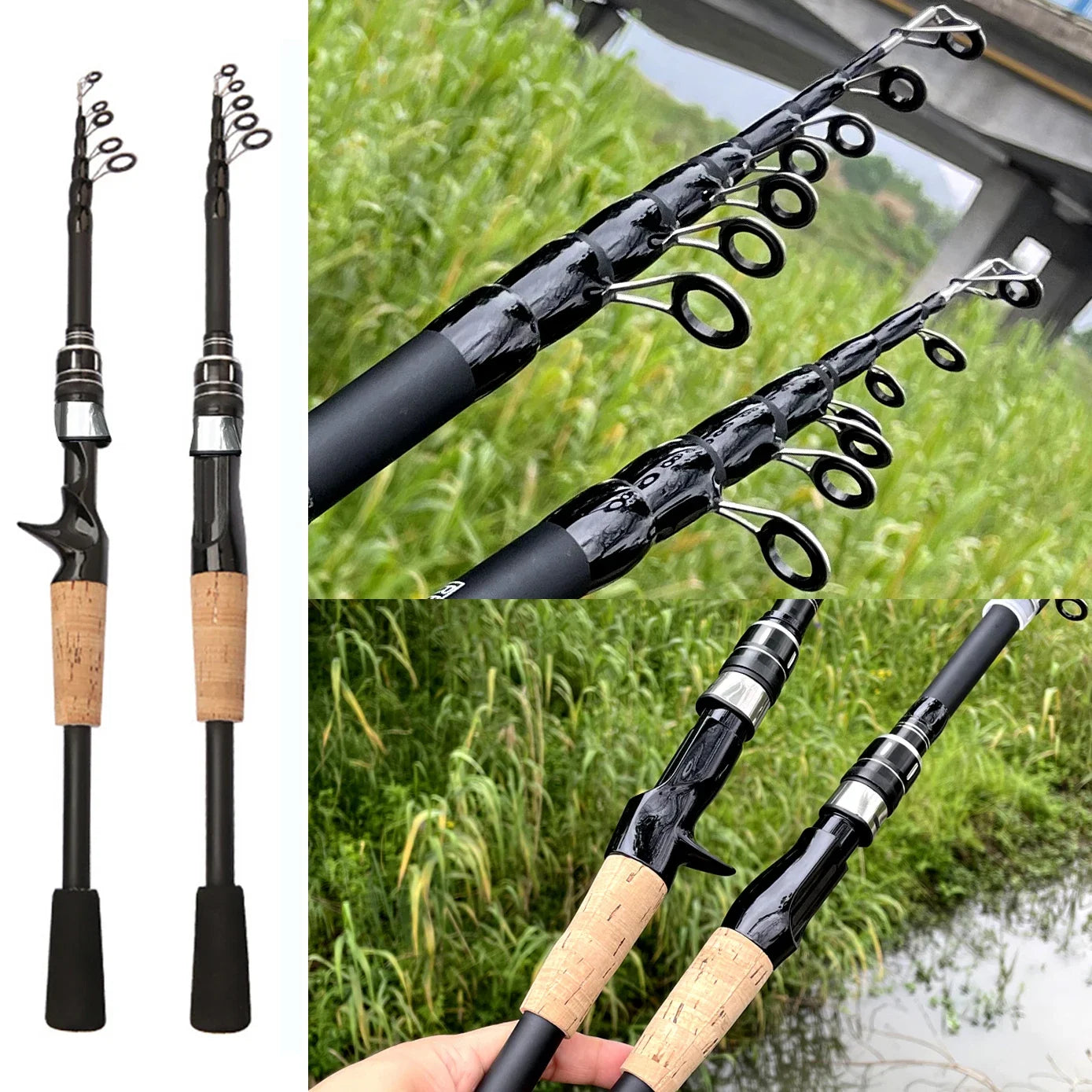 Combo Fishing Rod + Reel Telescopic Lure Rod Spinning Casting Short Jigging Rod 1.5m-2.4m Baitcasting Reel Max Drag 8kg