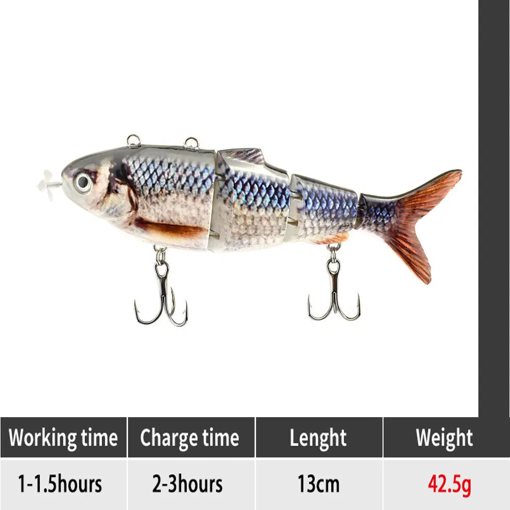 90mm mini Automatic Swimming Robotic Electric Fishing Lure Multi Jointed Bait Auto Swimbait USB LED Light Wobbler for pike