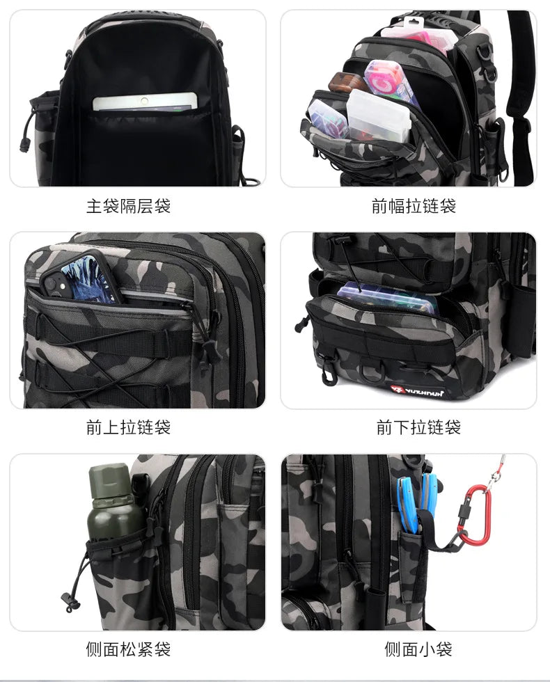 Luya Bag Double Shoulder Single Shoulder Back Waterproof Multi-functional Fishing Outdoor Equipment Fishing Gear Bag