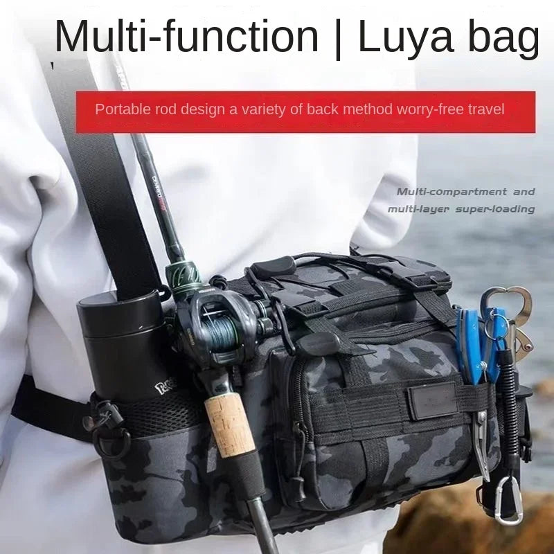 Fishing tackle, shoulder bag, storage bag, portable fishing rod holder, outdoor sports bag, flying fishing