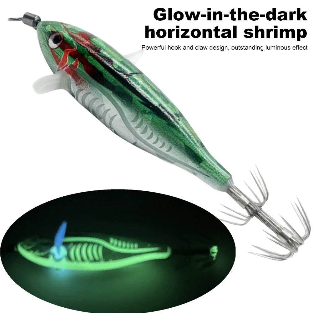 Squid Jigging Shrimp Hook 5.5g Octopus Cuttlefish Fishing Baits Glow In Dark for Night Fishing Freshwater. Night fishing