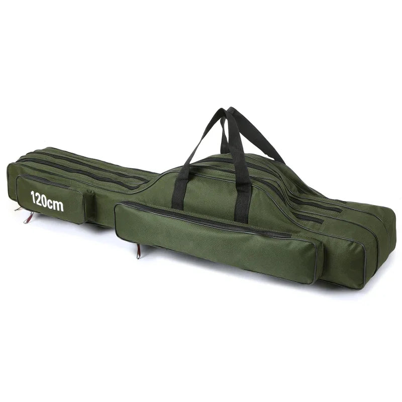 Lixada 3 Layers Fishing Pole Bag Portable Folding Rod Carry Case Fishing Reel Tackle Storage Bag Case