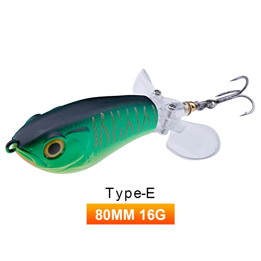 TREHOOK 9g/8g/14g/17g/24g Topwater Whopper Popper Fishing Lures Rotating Double Propeller Tail Artificial Bait Floating Wobblers