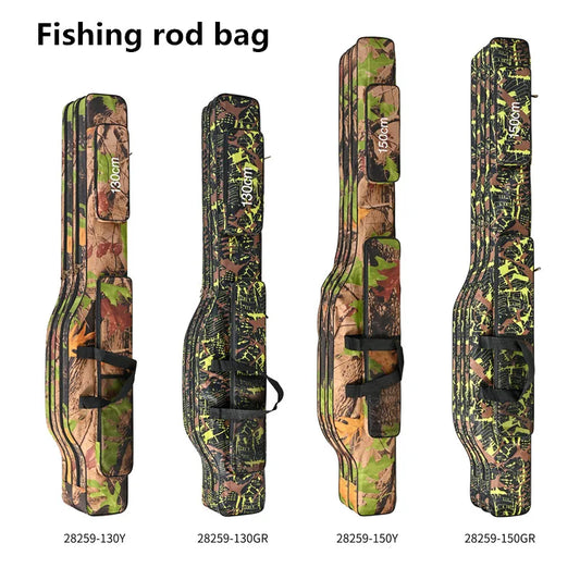 1.3m/1.5m 2-layer foldable large belly sea fishing bag, double shoulder fishing rod bag, outdoor storage tool kit for fishing