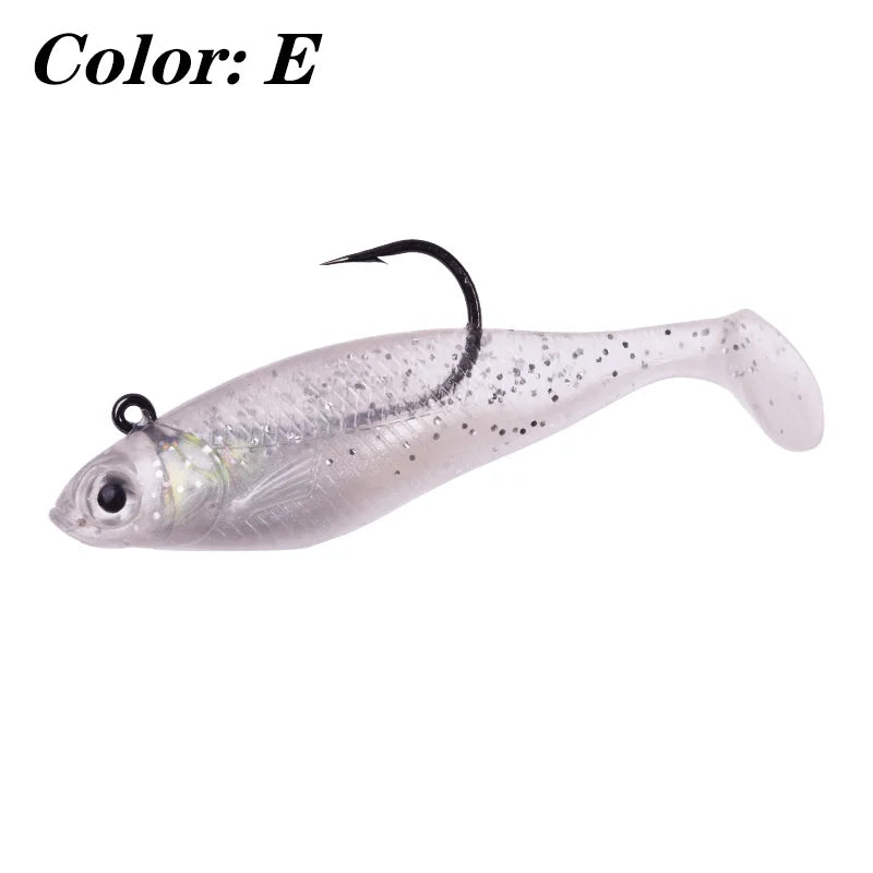 1PCS Jig Head T Tail Silicone Soft Bait 75mm 9.5g Fishing Wobbler Lures Artificial Rubber Baits for Sea Bass Carp Spoon Tackle