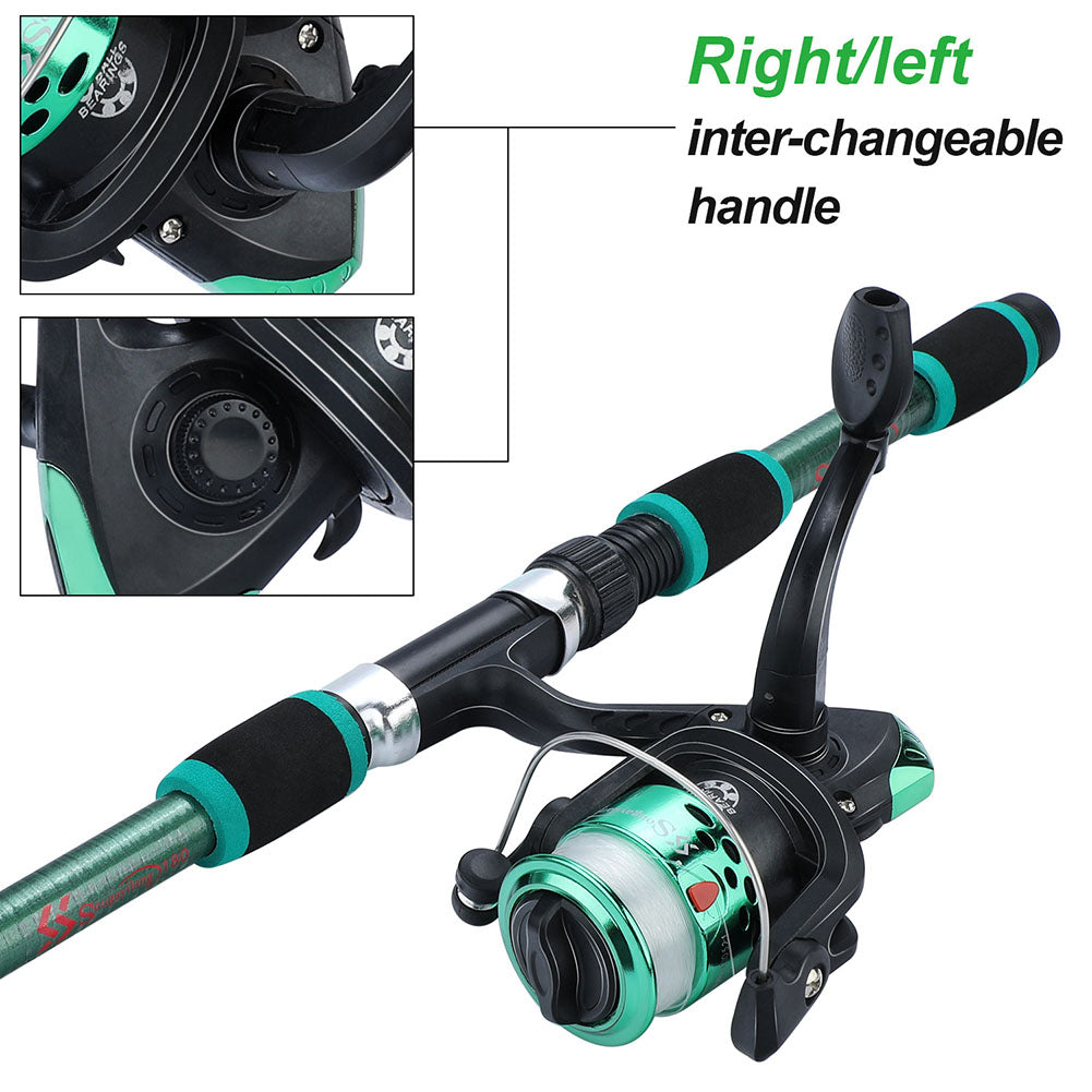 Combo Fishing Rod + Reel Portable 1.8m Telescopic Fishing Rod 5.5:1 Gear Ratio